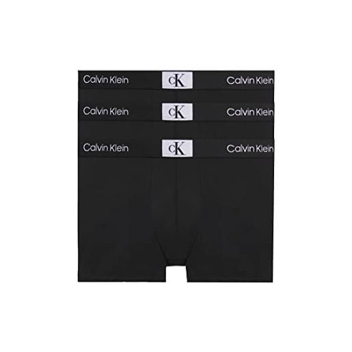 Calvin Klein trunk 3pk 000nb3528a, boxer uomo, multicolore (black white grey heather), xl