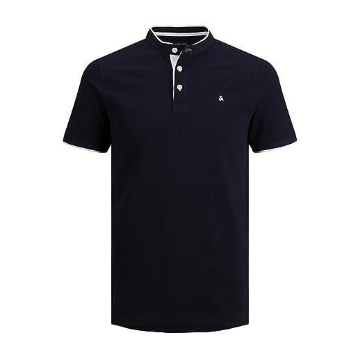 JACK & JONES jjepaulos mao polo ss noos, polo, uomo, blu (dark navy), l