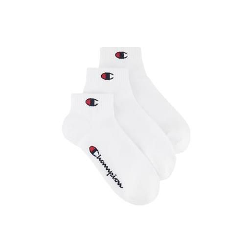 Champion core socks 3pp quarter calzini, nero, 35-38 (pacco da 3) unisex-adulto