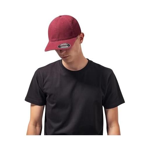 Flexfit garment washed cotton dad hat kappen, maroon, s/m
