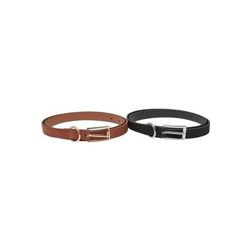 Urban Classics tb7214-slim synthetic velour leather belt 2-pack cintura, black/silver+brown/gold, x-large donna