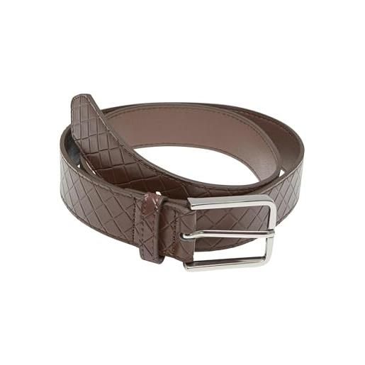 Urban Classics tb7217-woven embossed synthetic leather belt cintura, marrone/argento, s/m uomo