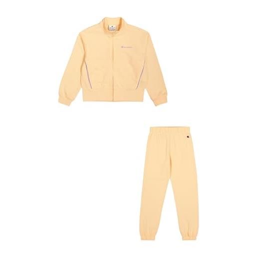 Champion legacy girl-full zip sweatsuit elastic cuff tuta da allenamento, pink (ps196), 7-8 anni bambina