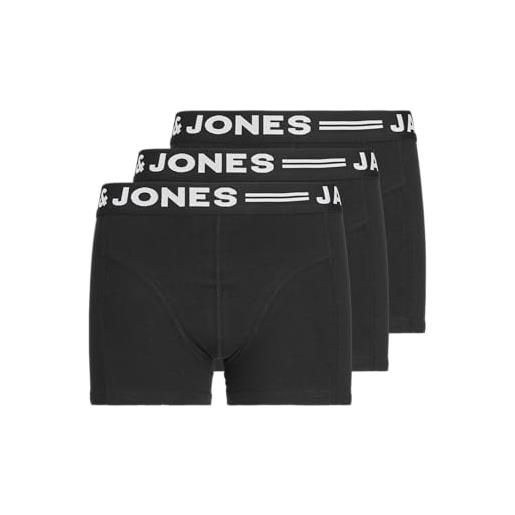 Jack & jones sense trunks 3-pack noos jr pantaloncini, nero (black detail: black & black), 152 (pacco da 3) bambini e ragazzi