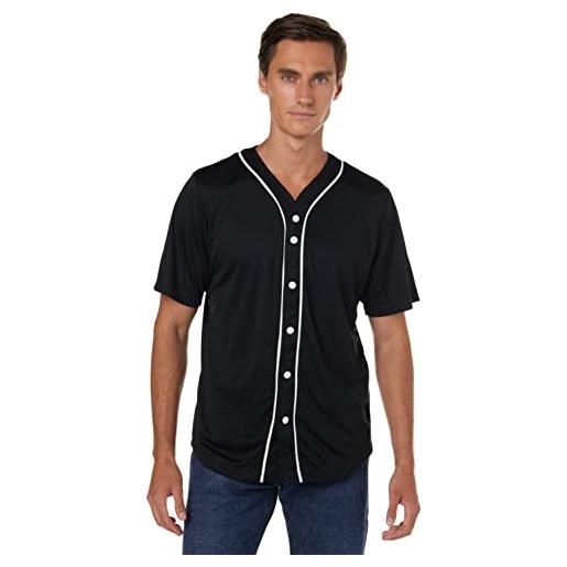 Urban classics giacca uomo baseball estiva, cassacca da baseball traspirante, giacca sportiva con bottoni a pressione, colore nero/bianco, taglia m