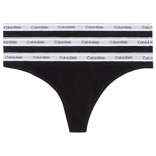 Calvin Klein perizomi donna confezione da 3 modern logo tanga, nero (black/black/black), s