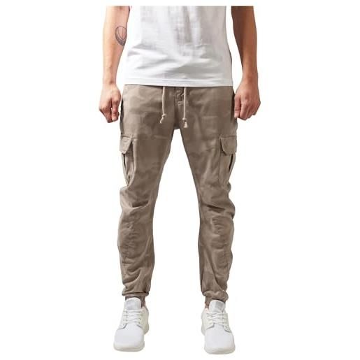 Urban classics pantaloni cargo da uomo, cargo joggers con stampa militare, pantaloni comodi per uomo, pantaloni joggings con apertura gamba elastica, colori: camo oliva, taglia: 30