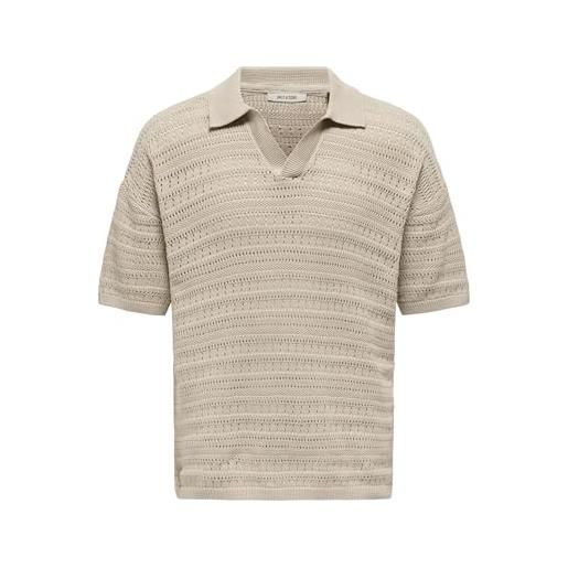 Only & sons onsgrayson ds 5 chochet polo knit, rivestimento argento. , m