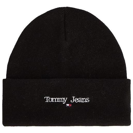 Tommy Jeans uomo berretto in maglia sport beanie con logo, nero (black), taglia unica