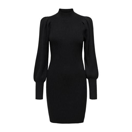 Only abito a maglia femminile a maniche lunghe, nero, xs