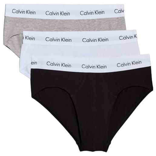 Calvin Klein uomo slip hipster confezione da 3 intimo, multicolore (black/white/grey heather), l