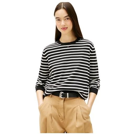 Tommy Jeans donna pullover essential crew in cotone, blu (dark night navy), l