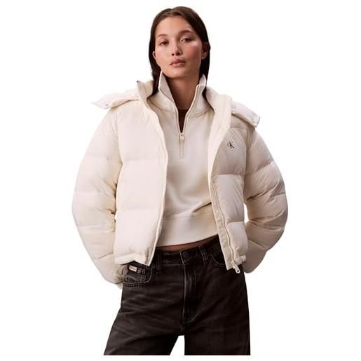 Calvin Klein donna piumino essential midweight con cappuccio, avorio (jet stream), s