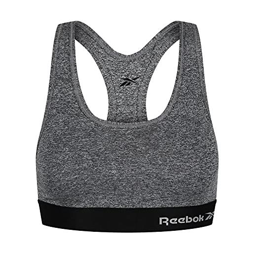 Reebok donna, top corto sportivo, grigio, grande