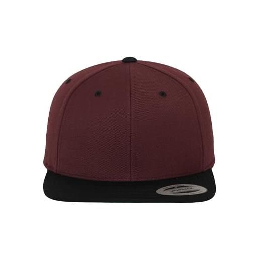 Flexfit yupoong Flexfit unisex kappe classic snapback 2-tone, zweifarbige blanko cap mit geradem schirm, one size einheitsgröße für männer und frauen, farbe maroon/blk