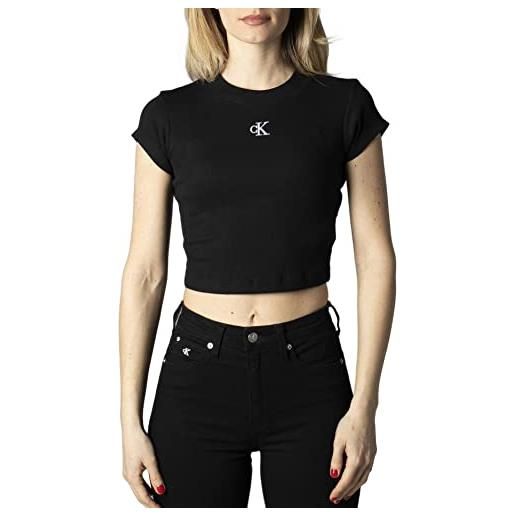 Calvin Klein donna t-shirt maniche corte ck rib baby tee corta, nero (ck black), s