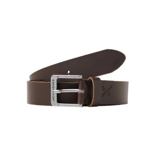 JACK & JONES cintura in vera pelle easygoing cintura in pelle classica con fori jacrock, colore: bruno, size: 80