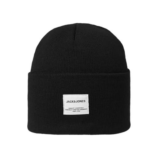 JACK & JONES jaclong knit beanie, cuffia uomo, nero (black), taglia unica