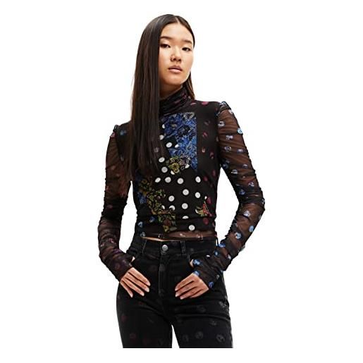 Desigual maglietta a maniche lunghe t-shirt, nero, xs donna