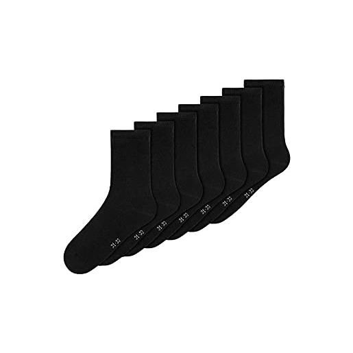 Name it nknsock 7p solid noos, calzini unisex adulto, nero, 37