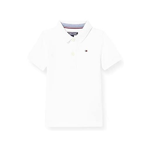 Tommy Hilfiger bambino maglietta polo maniche corte in cotone bio, bianco (bright white), 3 anni