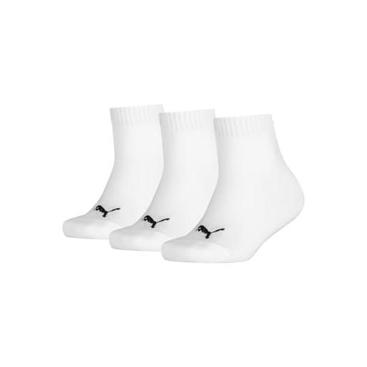 PUMA quarter 3p, calzini unisex - bambini e ragazzi, white, 27-30