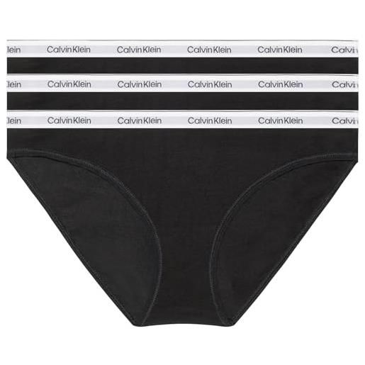 Calvin Klein donna slip taglio bikini confezione da 3 cotone elasticizzato, nero (black/black/black), s