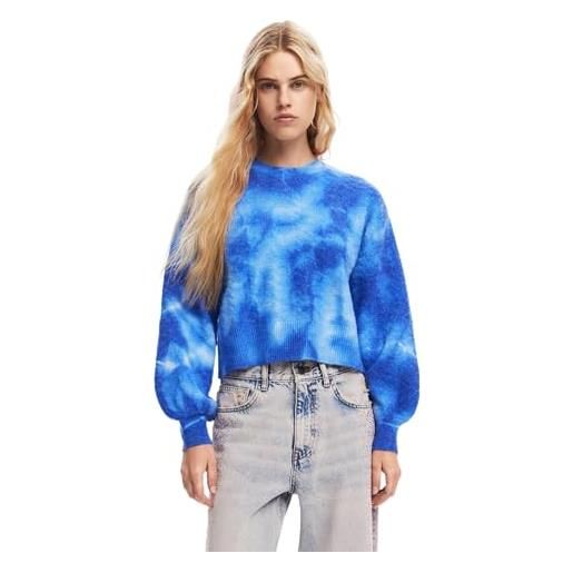 Desigual maglione da donna flat knit thin gauge, felpa donna, blu, xl
