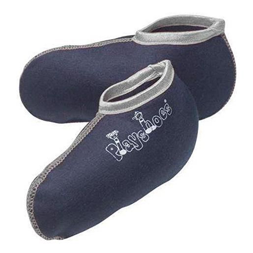 Playshoes calzini-stivali, caldi calzini da stivale in gomma unisex - bambini e ragazzi, cotone blu scuro/grigio, 22/23
