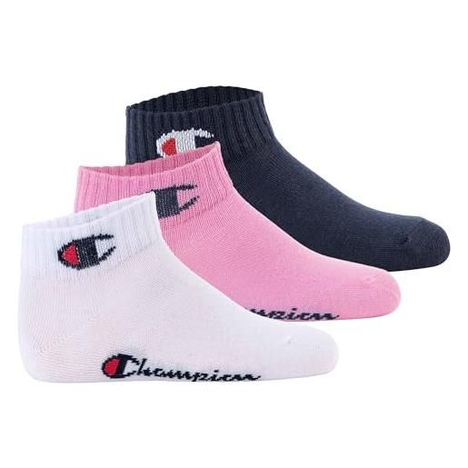 Champion core socks junior 3pp quarter, rosa (fucsia), 31-34 eu (12-2 kids uk) unisex - bambini e ragazzi -fw23