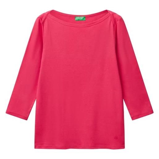 United Colors of Benetton maglia m/l 3ga2e16a1 t-shirt, rosso, m donna