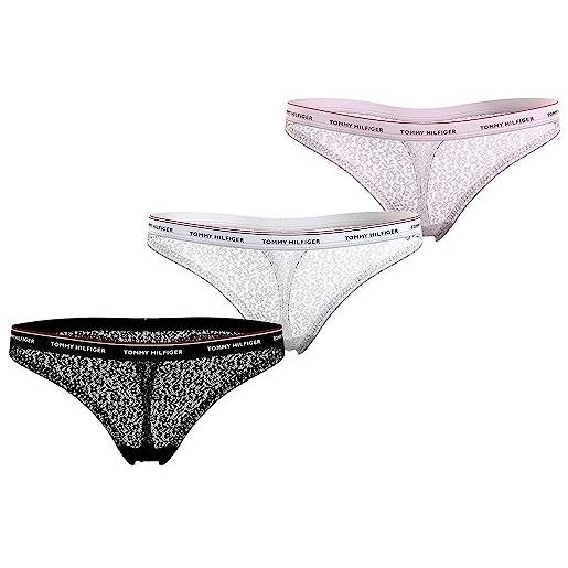 Tommy Hilfiger perizomi donna confezione da 3 premium essential tanga, multicolore (desert sky/white/primary red), xl