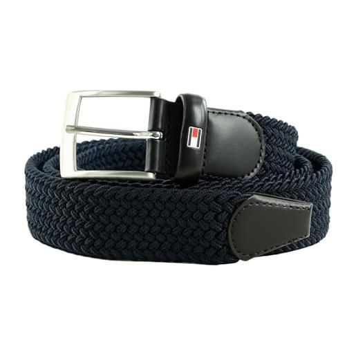 Tommy Hilfiger uomo cintura new adan belt 3.5 cintura in tessuto, blu (sky captain), 100 cm