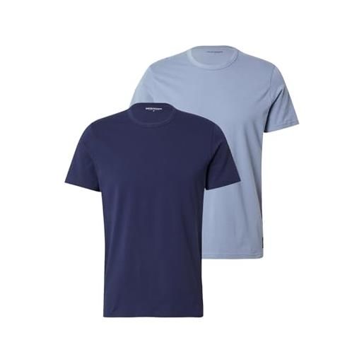 Emporio Armani t-shirt girocollo da uomo essential logolabel, confezione da 2, grigio, m, vestibilità regolare, grigio, m