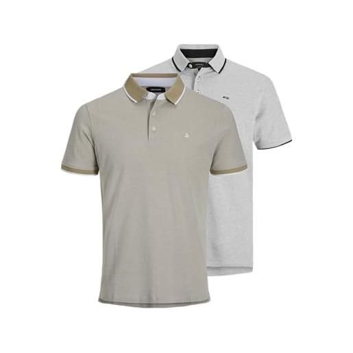 JACK & JONES jjepaulos polo ss 2pk mp noos, crockery/confezione: w. Lgm, m (pacco da 2) uomo
