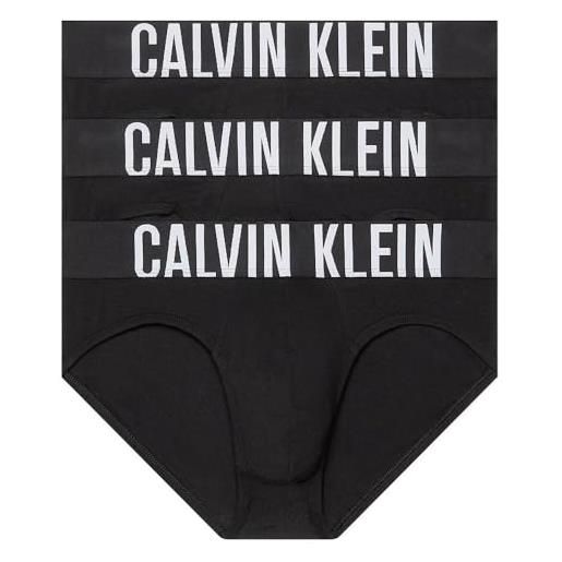 Calvin Klein hip brief 3pk 000nb3607a slip a vita bassa, nero (black, black, black), s uomo