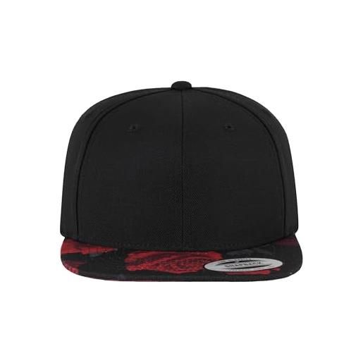Flexfit cappello da baseball con visiera piatta, motivo rose, materiale traspirante, cappello in stile hip hop, cappello taglia regolabile