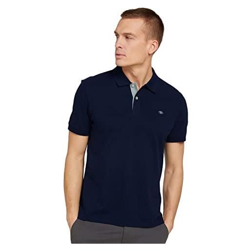 TOM TAILOR polo basic piqué, uomo, blu (sky captain blue 10668), l