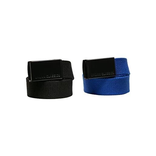 Urban Classics canvas belt kids 2-pack, cintura unisex adulto, nero e blu, taglia unica