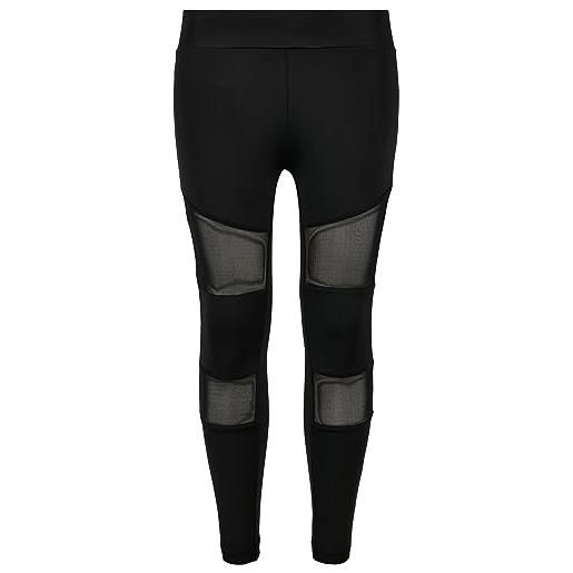 Urban Classics girls tech mesh leggings, nero, 134-140 cm bambina