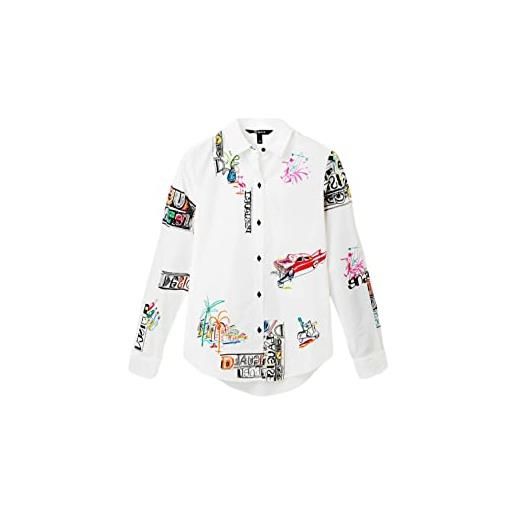 Desigual maglietta da donna a maniche lunghe blouse, bianco