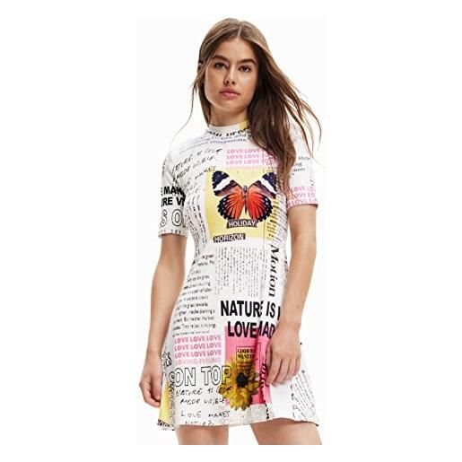 Desigual woman knit dress short sleeve nan, bianco, xl donna