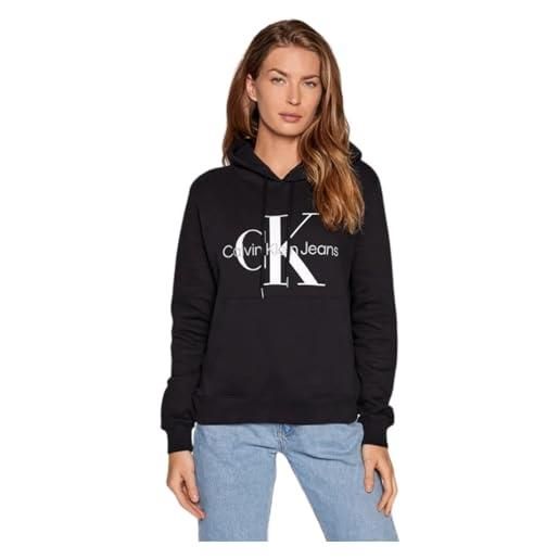 Calvin Klein donna felpa core monologo hoodie con cappuccio, nero (ck black), s