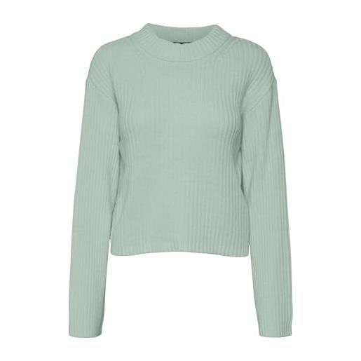VERO MODA vmhilde ls o-neck short pullover ga noos maglione lavorato a maglia, verde silt, m donna