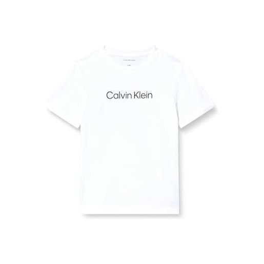 Calvin Klein inst. Logo ss t-shirt iu0iu00682 maglietta s/s, white (bright white), 8 anni unisex-adulto