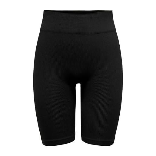 ONLY onpjaia life hw rib cir - pantaloncini sportivi da donna, colore nero, taglia s/m, nero, s/m