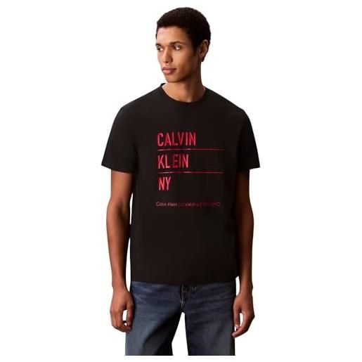 Calvin Klein uomo t-shirt maniche corte graphic con logo, nero (black), l