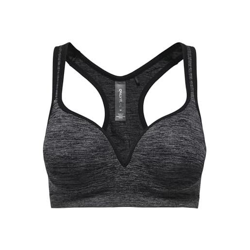 ONLY onpmartine seamless sports bra opus, reggiseno sportivo donna, nero (black detail melange), m