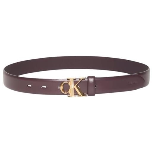 Calvin Klein donna cintura buckle 3,0 cm con fibbia con monogramma, marrone (fudge/antique li. Ght gold), 80 cm