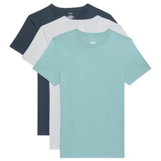 Calvin Klein uomo t-shirt maniche corte confezione da 3 in cotone, multicolore (micro chip/zoni beach/ink), m